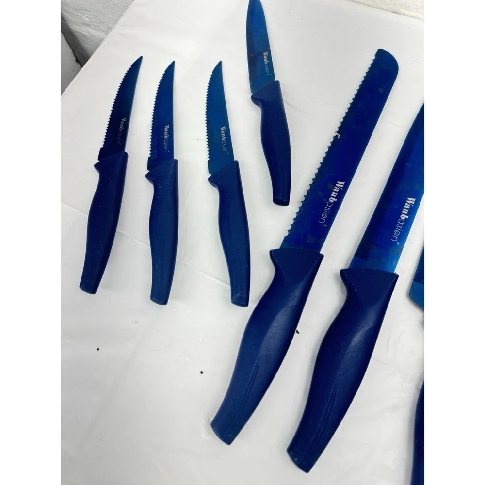 Wanbasion Kitchen Knife Set - 11 Piece Stainless‎ Steel Set Blue Preowned